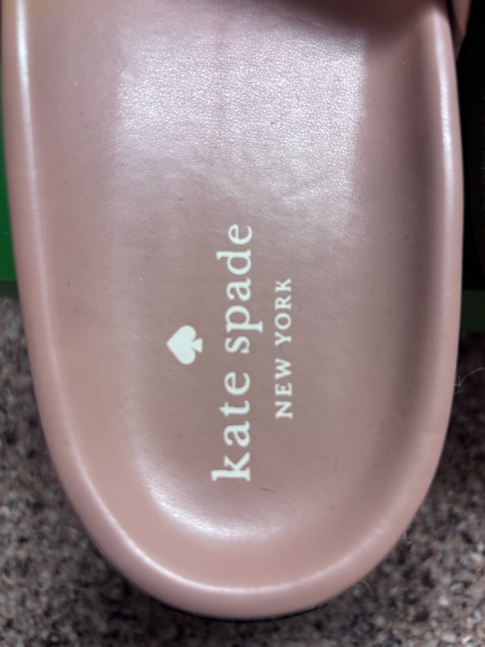 kate spade Blush Pink Platform Slide Sandals with Black Logo Cross Straps - Picture 5 of 6